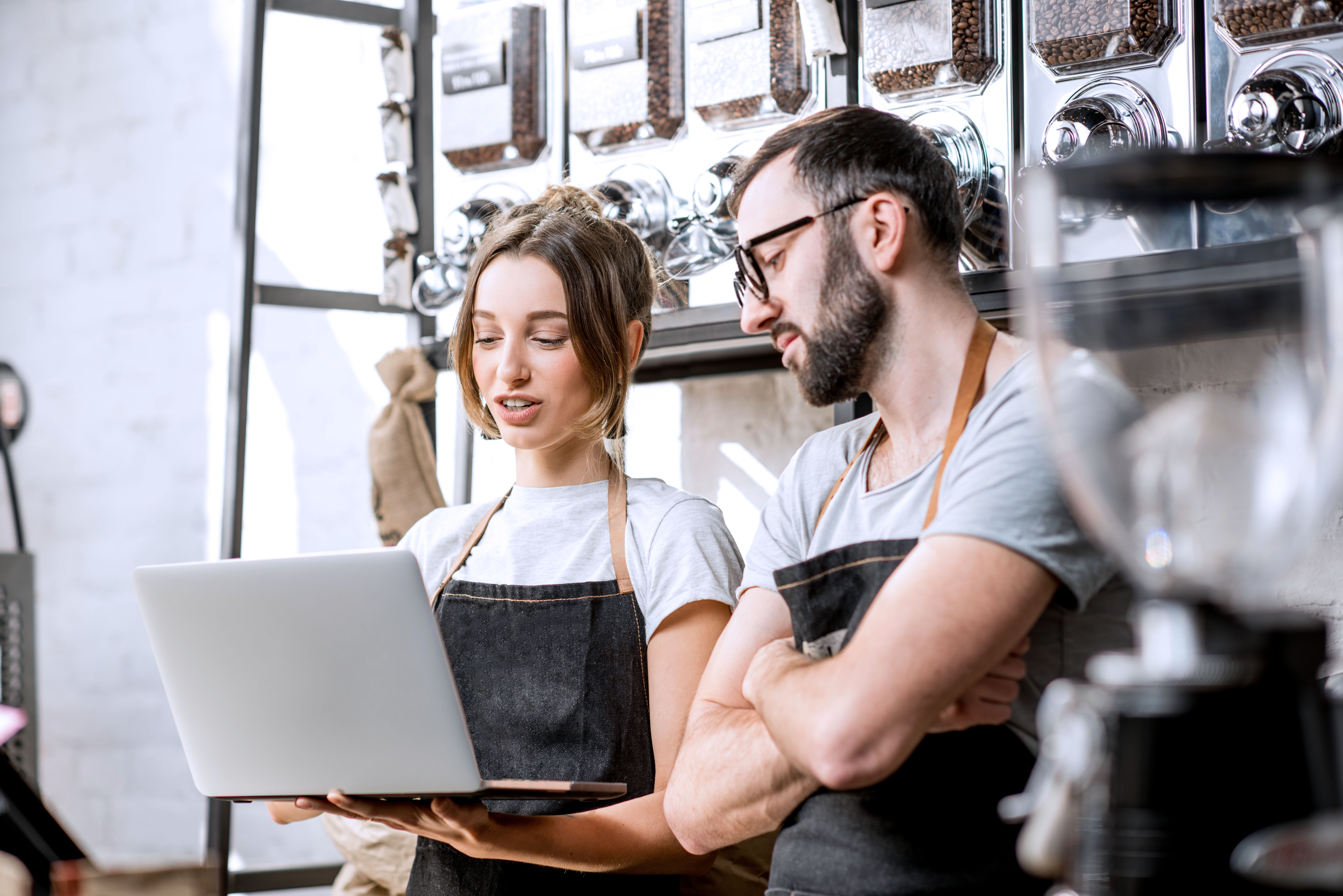 food service workers completing a food safety training course online